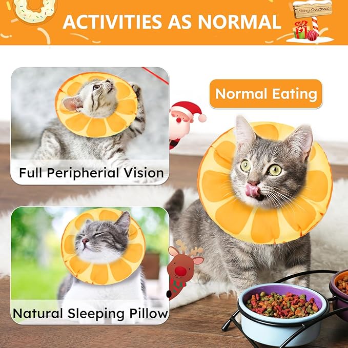 Cat Cone Collar Soft, Waterproof Cat Recovery Collar for Wound Healing Cute Donut Adjustable Kitten Cones to Stop Licking Comfortable NEC Elizabethan Collars for Cats Kittens After Surgery