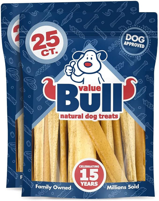 ValueBull USA Pig Skin Retriever Rolls, 4 Inch, Smoked, 50 Count - Premium USA Pork Hide Dog Chews, One-Piece, Easy Digestion, High Protein