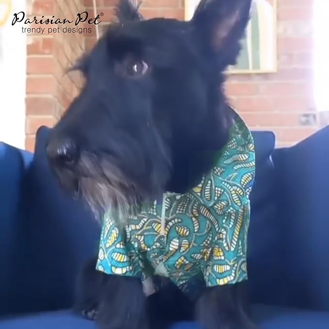 Parisian Pet Tribal Camp Beach Outfit - 100% Cotton Summer Clothes - Stylish Dog Costume - Breathable and Cool Pet Clothing - Machine Washable Shirts for Medium Dogs - M