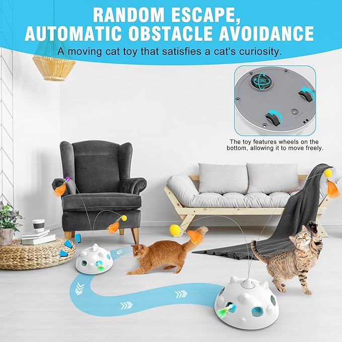 Cat Toys for Indoor Cats - Rechargeable Silent Interactive Automatic Cat Toy | Electric Feather Cat Bird Toy | Electric Cat Teaser Wand | Flapping Butterfly Bird Cat Toy | Toys for Adult Cats