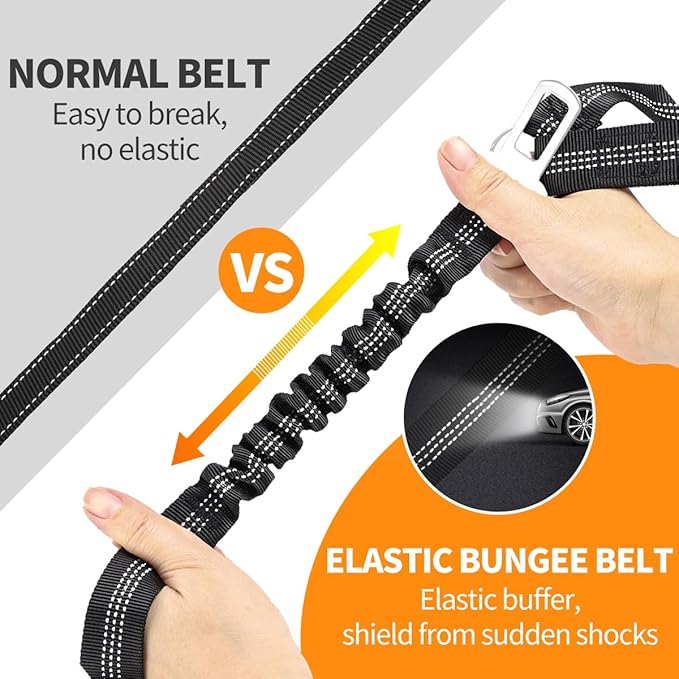 3 Piece Set Dog Seat Belt Retractable Dog Car Seatbelts Adjustable Pet Seat Belt for Vehicle Headrest Restraint Adjustable Heavy Duty & Elastic & Durable Car Harness for Dogs 06-Black+Blue