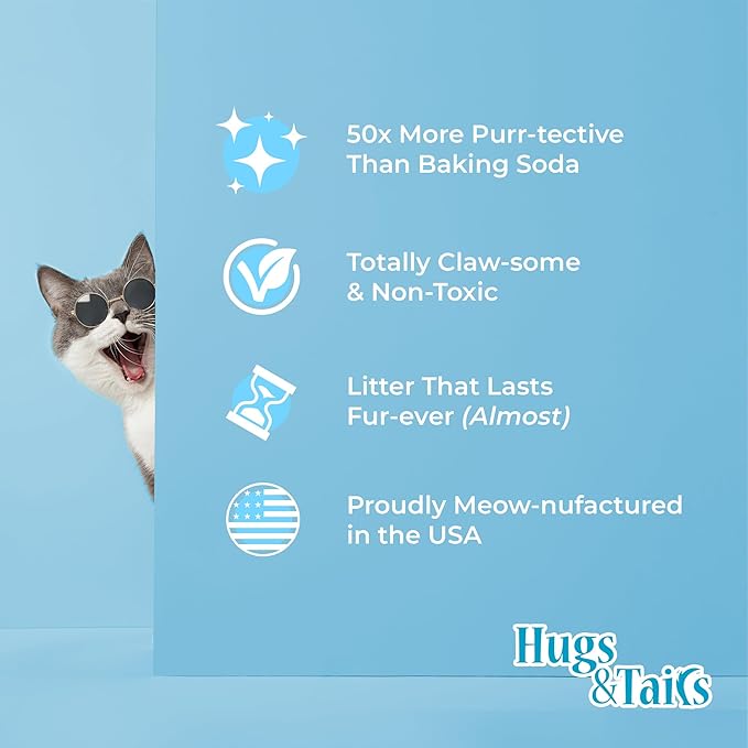 Cat Litter Deodorizer – Pet Safe Odor Eliminator & Housebreaking Supplies for Cats, Kittens, & Small Pets – Natural, Unscented, Non Toxic, Low Dust, 2 lbs, by HugsandTails