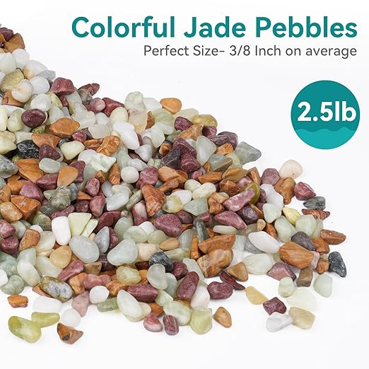 2.5lbs Pebbles for Indoor Plants, 3/8 Inch Small Rocks for Potted Plants, Succulents, Vase Fillers, Cactus Planters, Bird Bath, Fountain, Outdoor Garden Landscaping