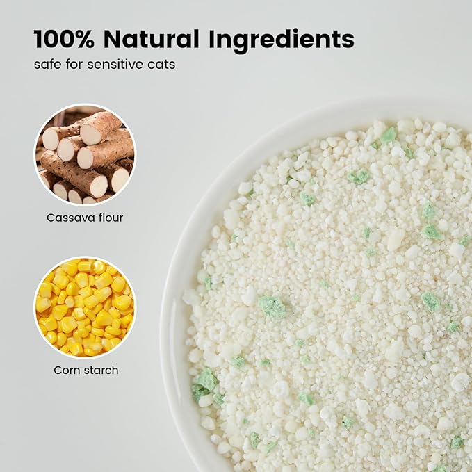 Gardner Pet Cassava Cat Litter, Clumping Cat Litter with Odor Control, Low Dust, Natural Plant-Based Litter, Fast Absorption & Low Tracking Kitty Litter, Unscented with Deodorizing Pellets (9LBS*2)