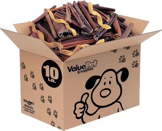 ValueBull Collagen Sticks for Dogs, Varied Shape & Size Chews, Natural Long-Lasting Dog Treats, 10 Pound Bulk Pack - Supports Joints, Skin & Coat with Chondroitin & Glucosamine