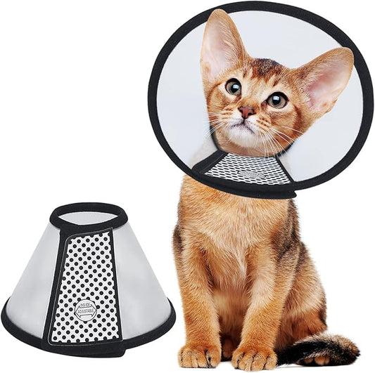 Vivifying Cat Cone Collar– Lightweight Soft Edge Recovery Cone for Small Cats, Adjustable Plastic Elizabethan Anti-Lick E-Collar for Post-Surgery Protection (S, Neck Fit Range 5.6-6.8Inches)