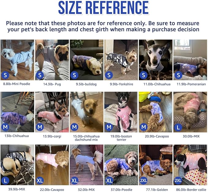 Lukovee Recovery Suit for Dogs, Zipper On Recovery Suit for Female Male Dog, Onesie Abdominal Wounds Cone E-Collar Alternative Prevent Licking Spay Recovery Suit (Medium, Blue & White)