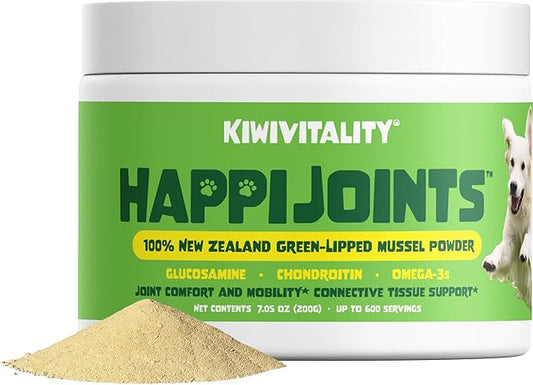 Green Lipped Mussel Powder for Dogs & Cats - Premium Hip & Joint Support for Joints, Tendons, Ligaments (200 Grams, Up to 600 Servings)