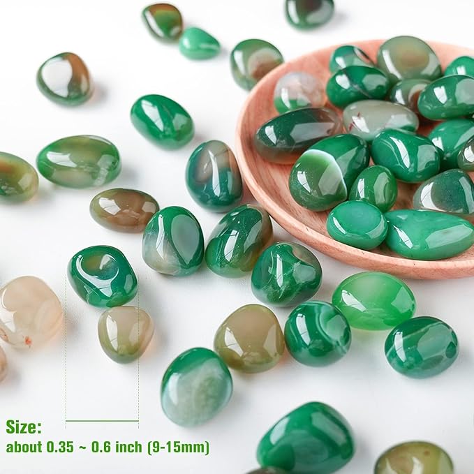 Halatool 8LB Green Agate Stones 0.35"- 0.6" Aquarium Gravel for Fish Tank Natural Landscaping Pebbles Decorative Polished Stones for Plants Home Decor DIY Handmade & Vase Filler