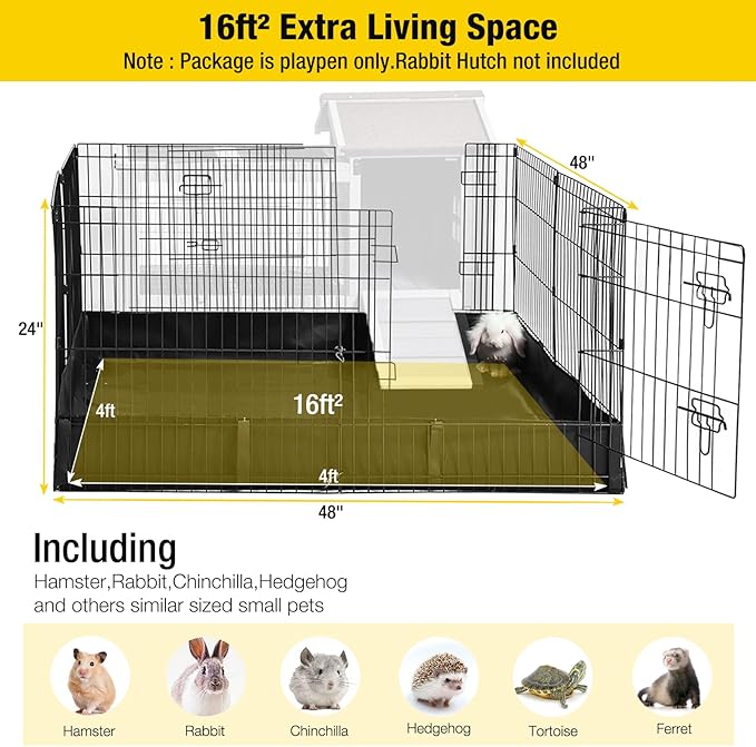 Aivituvin Rabbit Pen Indoor Bunny Pet Playpen Large Guinea Pig Outdoor Exercise Run Pet Enclosure-Playpen ONLY