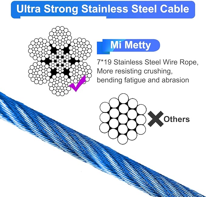Tie Out Cable for Dogs,50FT Dog Leads,Heavy Duty Tie Out Cable for Large Dogs Up to 125lbs,Durable Dog Runner Tether Line for Outdoor,Yard