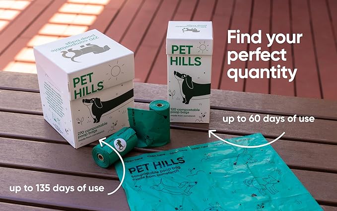 Compostable Dog Poop Bags – 120 Count Refill Rolls, TÜV OK Compost HOME Certified, Plant-Based Materials, Leakproof, Unscented, Extra Thick, Fits All Dispensers