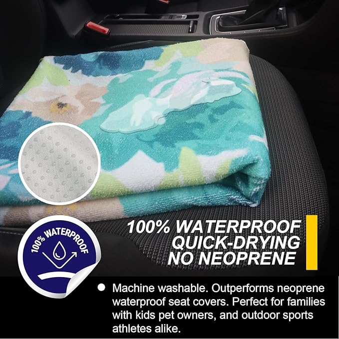 Back Seat Cover for Car Trucks Van SUV,Waterproof Rear Bench Towel Seat Covers for Dogs and Kids,Automotive Backseat Protector (Chrysanthemum)