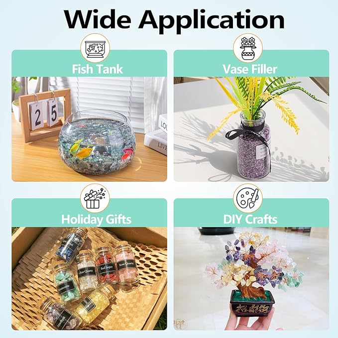 3 Lb Amethyst Crushed Stones Quartz Crystals Chips Bulk, Natural Tumbled Healing Stones for Decorative Fish Tank Vase Fillers Aquarium Gravel Rocks