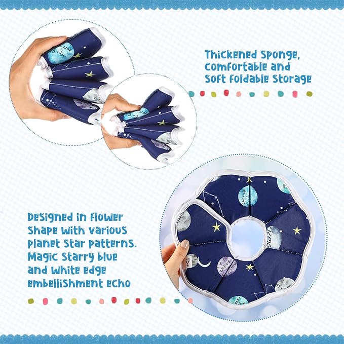 Sadnyy Cat Cone Collar Soft Adjustable Waterproof Protection to Stop Licking After Surgery Starry Sky Blue Comfortable Lightweight Collar for Pet Animal Kitten Dogs Rabbits Not Block Vision(Medium)
