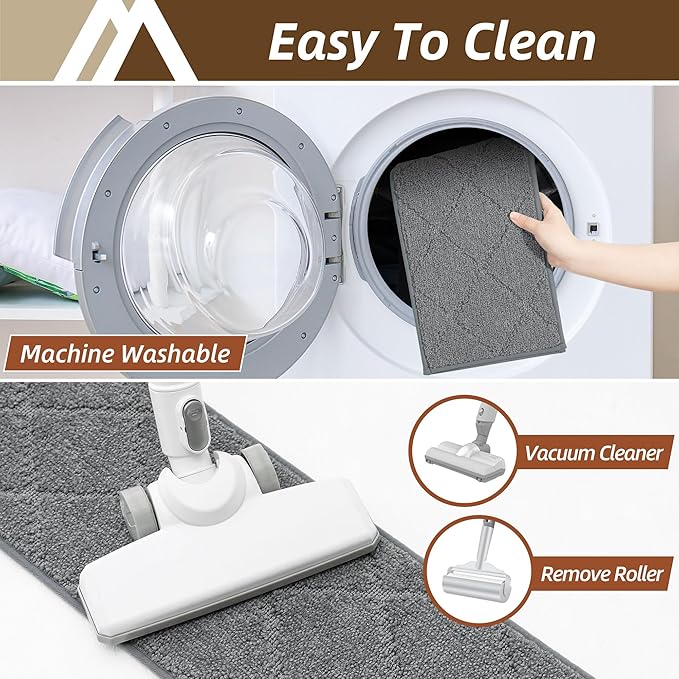 COSY HOMEER Stair Treads for Wooden Steps 9"x28" Washable Indoor Carpet Stair Treads Non Slip Soft Polyester Stair Carpet Tread Reusable Stair Runner Rugs for Kids, Elders,Pets,Medium Grey,10pcs