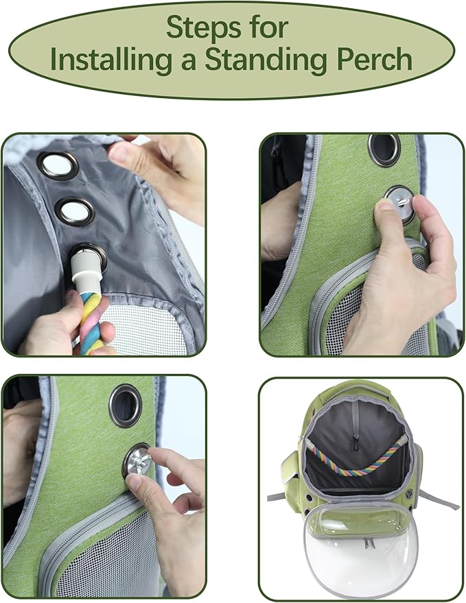 Bird Backpack Carrier Travel Cage with Perch, Tray &Food Cups for African Greys, Conures Parakeet Cockatiel Budgie,Small Animal Pet Carrier Bag for Vet Hiking Camping