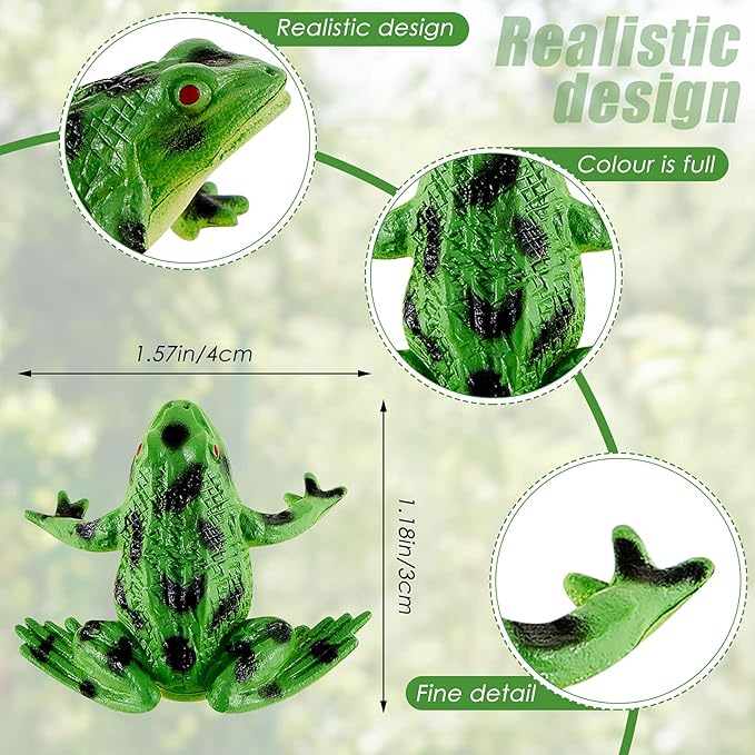 48 Pieces Plastic Frogs Toy Mini Vinyl Realistic Frog Decorations Fun Rain Forest Character Figures Lifelike Toy for Rana Crafting Party Supplies Home Decor Game