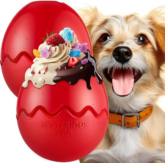 Aliceset 2 Pack Durable Freezable Dog Chew Toys for Aggressive Chewers Interactive Treat Dispensing Puzzle Toy for Large & XL Dogs Keeps Cool & Busy (Red)