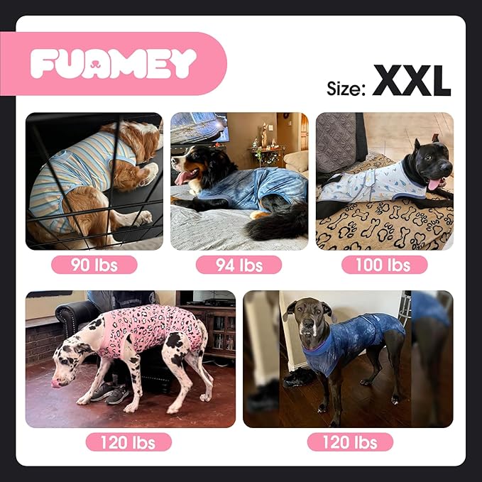 FUAMEY Dog Recovery Suit Male,Dogs Surgery Neuter Suits Puppy Spay Shirts for Female Protect Dog's Skin Anti Licking Abdominal Wounds Doggie Onesie Pet Bodysuit Alternative to Cone Rabbit Flower XXL