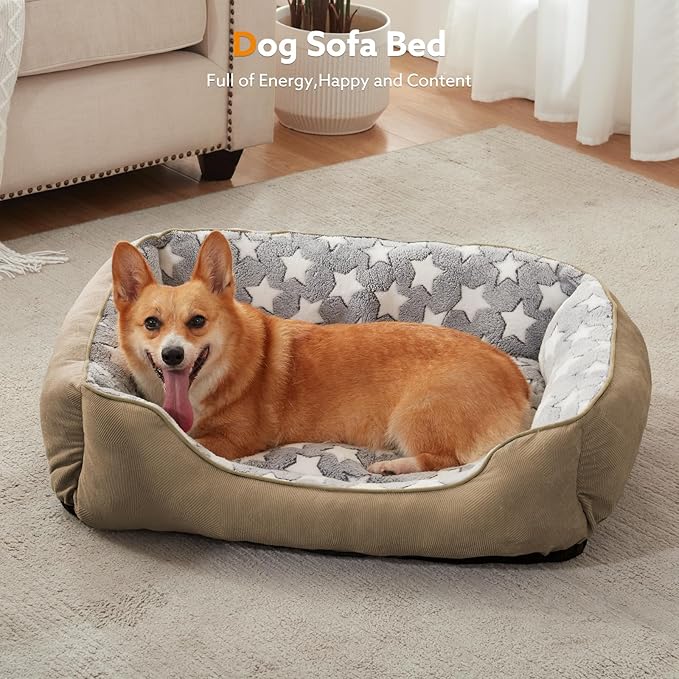 SIWA MARY Orthopedic Dog Bed Medium Size, Washable Waterproof Sofa With Non-Slip Bottom, Comfort for Medium Dogs, M(30"x24"x9") Brown