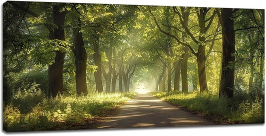 Large Forest Tree Wall Art Canvas Living Room Nature Green Pictures Framed Prints Oversize Wall Decor Landscape Painting for Bedroom Dining Office Home 60"x30"