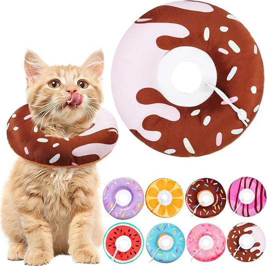 Cat Cone Collar Soft, Cat Recovery Collar for Wound Healing Cute Cat Adjustable Cat Cones to Stop Licking Comfortable Lightweight Neck Elizabethan Collars for Cats Purple