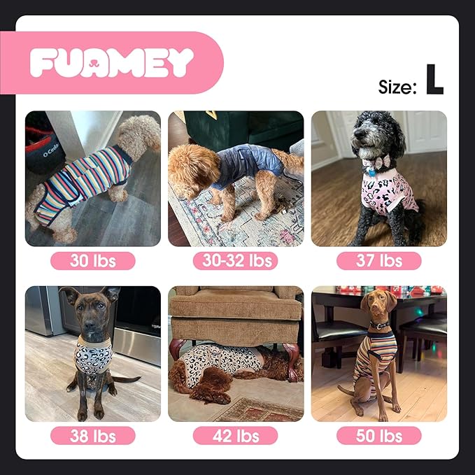 FUAMEY Dog Recovery Suit Male,Dogs Surgery Neuter Suits Puppy Spay Shirts for Female Protect Dog's Skin Anti Licking Abdominal Wounds Doggie Onesie Pet Bodysuit Alternative to Cone Black L