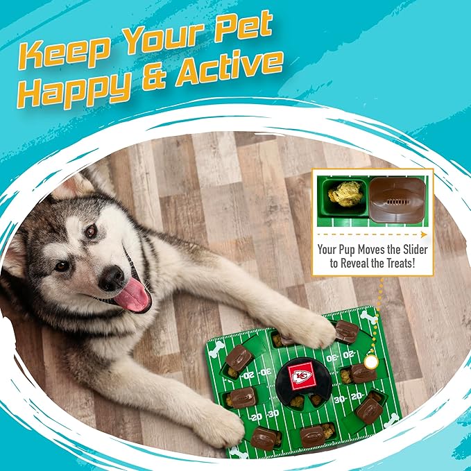 Pets First NFL Kansas City Chiefs Puzzle Toy - Interactive Dog Puzzle Treat Toy