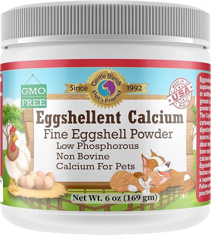 Calcium for Dogs and Cats - Fine Eggshell Powder - Strong Hip & Joint Supplement for Dogs and Cats- Dietary Supplement - No Additives - Pet's Friend Eggshellent Calcium 6oz