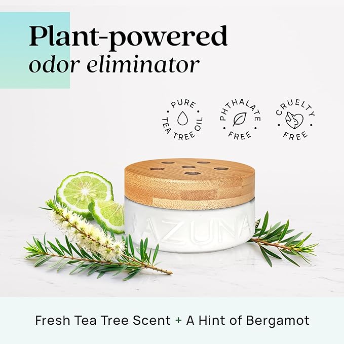 Azuna All-Natural Odor Remover Gel Refill Pouch | Air Purifier with Tea Tree Oil | Plant-Based & Long Lasting | For Pet Odors, Smoke & Strong Odors | Amalfi Breeze, 12 oz.