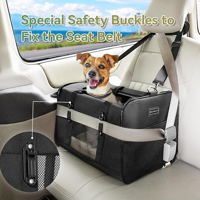 Petsfit 19x12x12 Pet Carrier for Large Cats (up to 20 lbs), Soft-Sided Small Dog Travel Carrier, Upgraded with Patented Buckle and Soft Padding, Ideal for Car Road Trips,Black