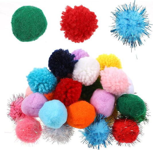 30 Pcs Cat Pom Pom Balls Assorted Color Sparkle Ball for Indoor Cats, Interactive Cats Toys Fuzzy Cat Balls Tinsel Glitter Chase Poms Poms Ball for Exercise and Entertainment