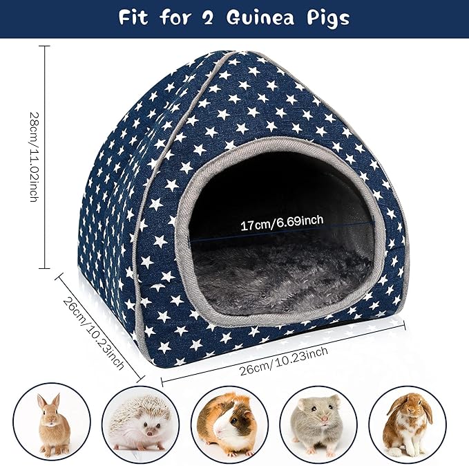 BWOGUE Guinea Pig House Bed Cozy Hamster Cave Large Hideout for Dwarf Rabbits Hedgehog Bearded Dragon Winter Nest Hamster Cage Accessories