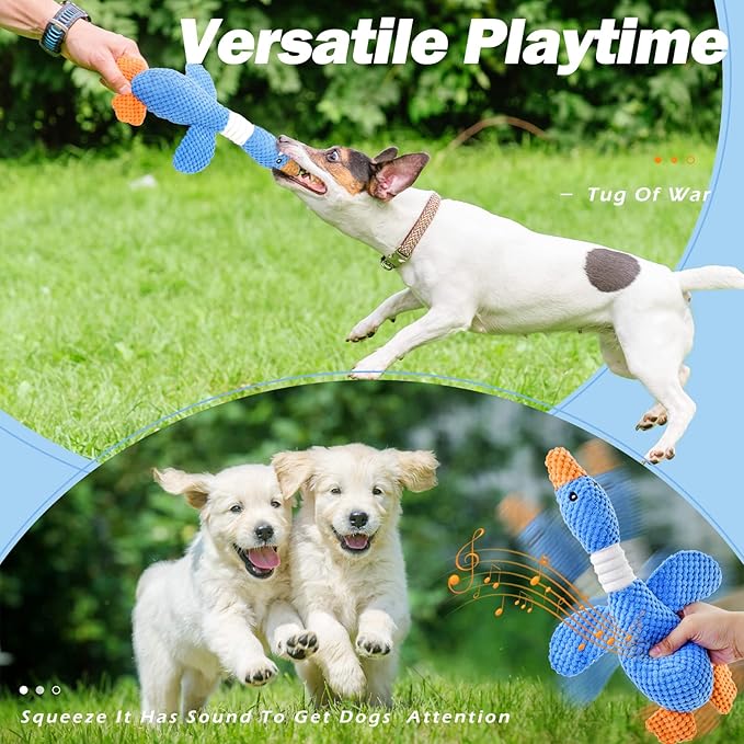 Vitscan 2 Pack Goose Tough Dog Toys for Aggressive Chewers, Durable Squeaky Dog Chew Toys for Small Medium Large Dogs, Plush Interactive Indestructible Dog Toys to Keep Them Busy, Duck Puppy Pet Toy
