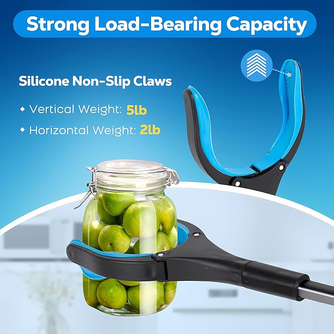 Grabber Reacher Tool - 32” Extra Long Foldable Gripper and Reaching Tool - Heavy Duty Pick Up Stick Grabbers for Seniors, Trash, Surgery Recovery Must Haves Gifts (Black Blue)