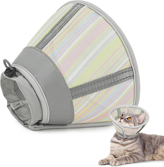Supet Soft Air Mesh Cat Recovery Cone Alternative for Small Kittens, Lightweight Anti Scratch Head Cone