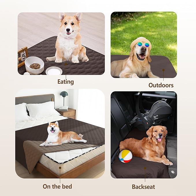 gogobunny 100% Double Sided Waterproof Dog Blanket Soft Pet Bed Cover Reversible Protect Furniture Couch Sofa Car for Puppy Cat Kids (Dark Coffee/Light Coffee, 30x80 Inch (Pack of 1))