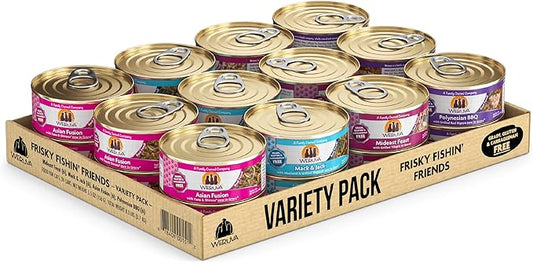 Weruva Classic Cat Food, Variety Pack, Frisky Fishin' Friends Wet Cat Food, 5.5oz Cans (Pack of 24)