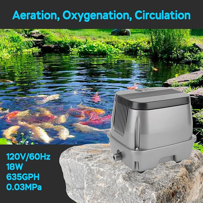 AquaMiracle Linear Air Pump, 635/950/1600/4000GPH Pond Bubbler Septic Air Pump, Energy-Efficient Pond Aerator for Outdoor Ponds, Aquariums, Hydroponics, Waste Treatment