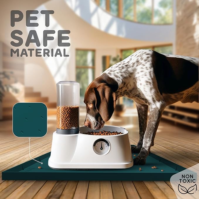 32x24x1” XL Dog Food Mat - All Purpose Under Sink Liner, Washer and Dryer Covers for The Top, Silicone Griddle Mat for Blackstone - Raised Edges Dog Mat for Food and Water Prevent Spill, Waterproof