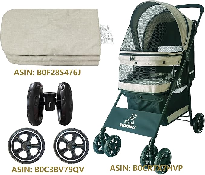 ROODO Pet Stroller Inner Pad for Exclusive Use,Original,Replaceable,Easy to Clean,Set of 3 pc(Light Khaki)