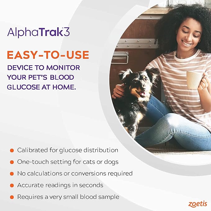 AlphaTrak 3, 8 Piece Pet Blood Glucose Monitoring Kit for Diabetic Cats, Dogs, and Horses All-in-One Solution for in-Clinic Or at Home, with Digital Results
