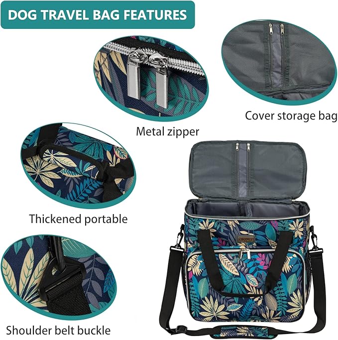 BAGLHER Dog Travel Bag, Pet Travel Bag (All Pet Travel Supplies), with 2 Pet Food Containers and 2 Collapsible Silicone Bowls; Essential Kits for Pet Travel Hawaii