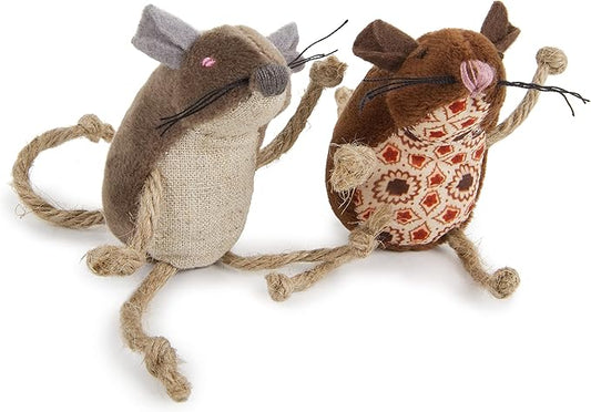 Petlinks (2 Count) Lil' Critters Mice Catnip Cat Toys - Brown, 2 Count