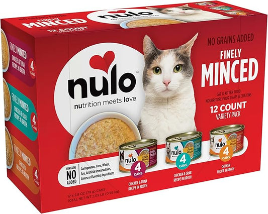 Nulo Finely Minced Variety Flavor Wet Canned Cat Food, 2.8 Ounce (Pack of 12)