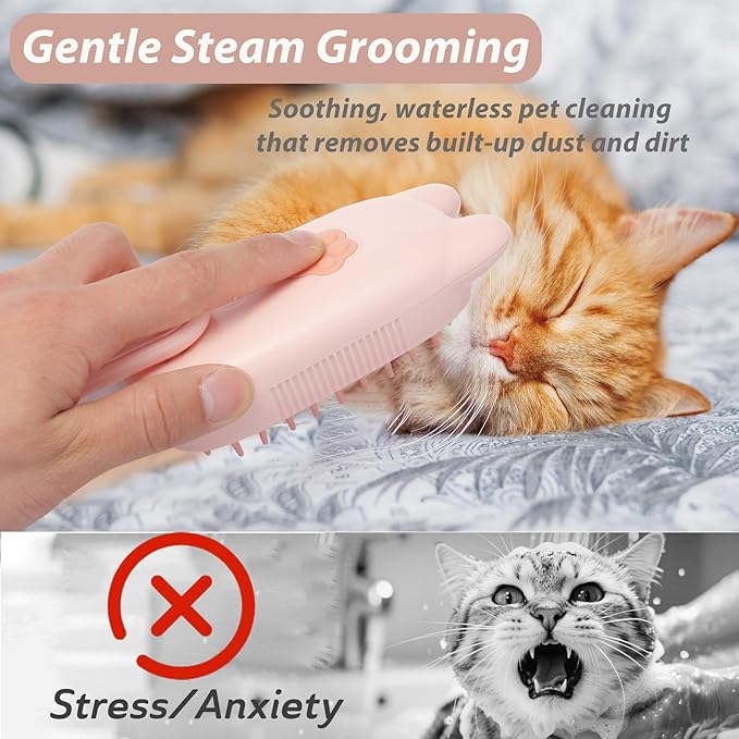 4 in 1 Cat Steam Brush Rechargeable Anti-Static Pet Spray Hair Removal Comb for Shedding and Grooming Multi-functional Pet Massage Brushes for Cats Dogs Small Animals