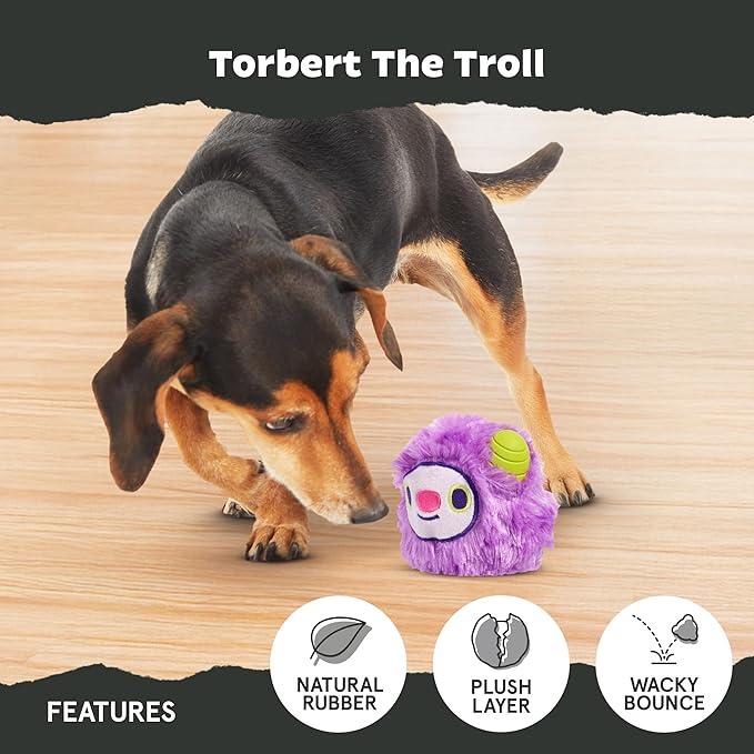 Barkbox Torbert The Troll Dog Toy for Small Dogs – Natural Rubber with Wacky Bounce – Perfect for Aggressive Chewers and Long-Lasting Playtime