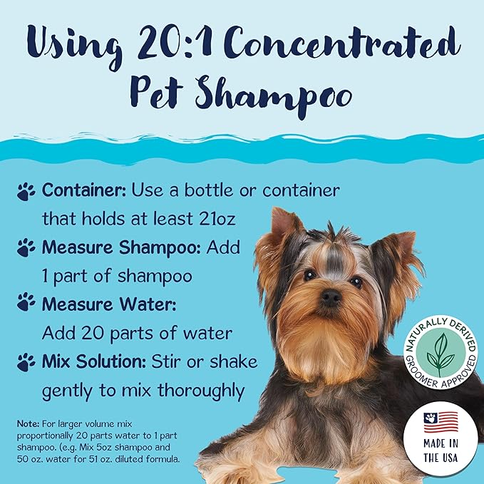 Bobbi Panter Dog Shampoo - Made in USA - All Natural Formula for Heavy Duty Deodorizing & Degreasing - Concentrated 25:1 for Professional Groomers - Fresh Clean Scent, 13 Oz