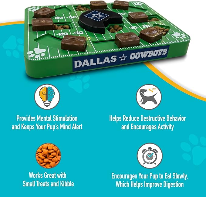 Pets First NFL Dallas Cowboys Puzzle Toy, Puzzle Treat Dog Toy, Interactive Dog Treat Toy, Dog Puzzle